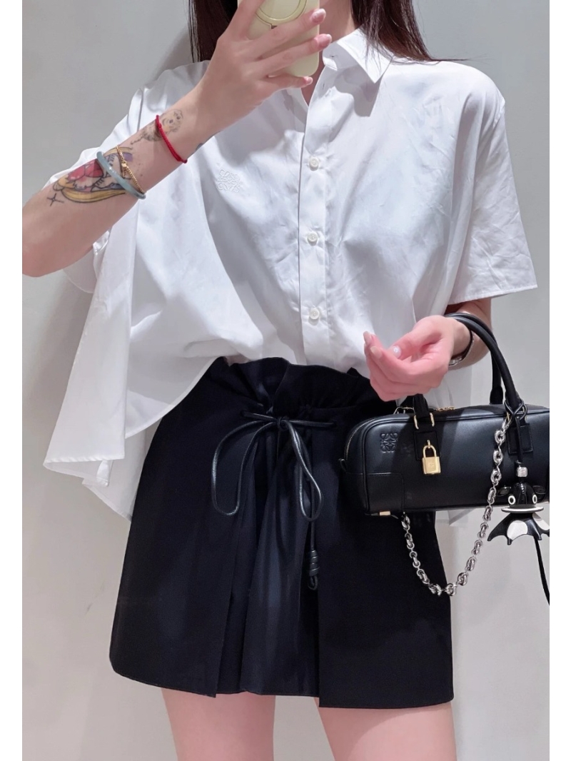 Loewe Elegant Black Pleated Drawstring Panel Skirt