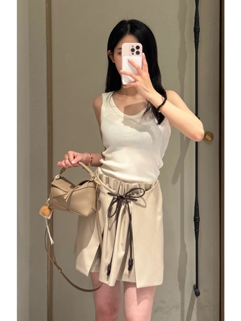 Loewe Elegant Pleated Drawstring Half Skirt - Luxe Cotton Design