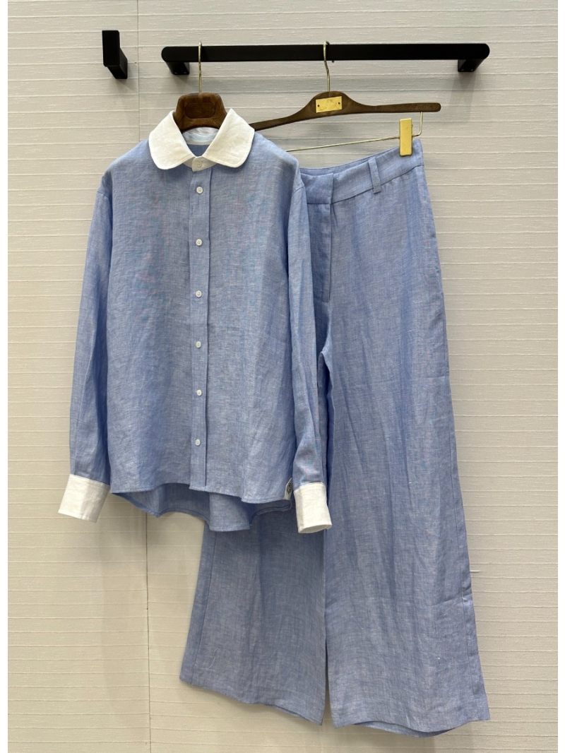 Loro Piana Classic Blue-White Colorblock Linen Shirt - Luxe Early Spring Exclusive