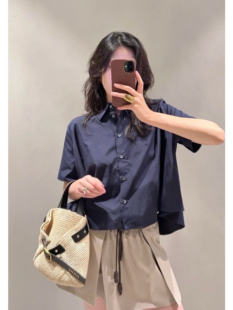 Loewe Summer Limited Edition A-Line Doll Shirt in Navy Blue - Luxe Cotton Poplin for Effortless Elegance