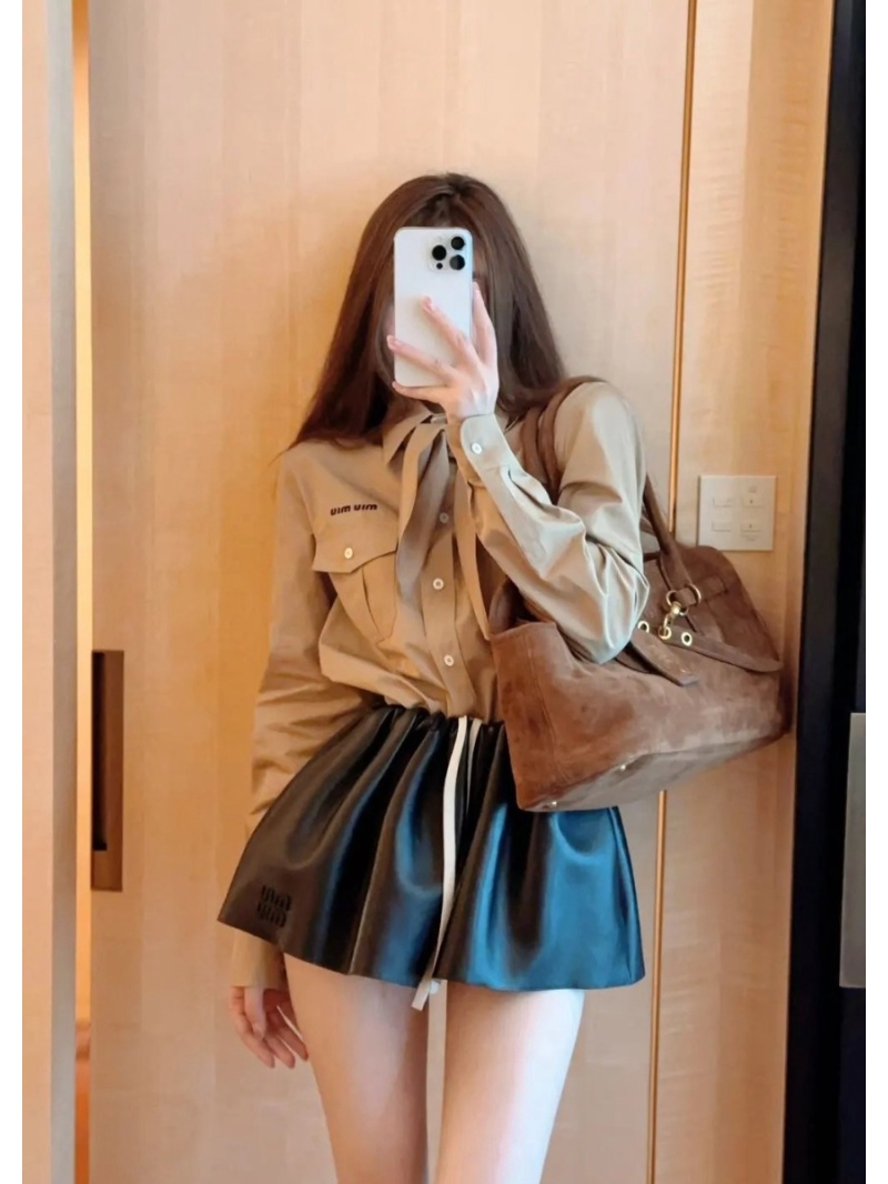 Miu Miu Lambskin Leather Puff Mini Skirt | 100% Imported Lambskin | Sweet & Sassy Vintage Style