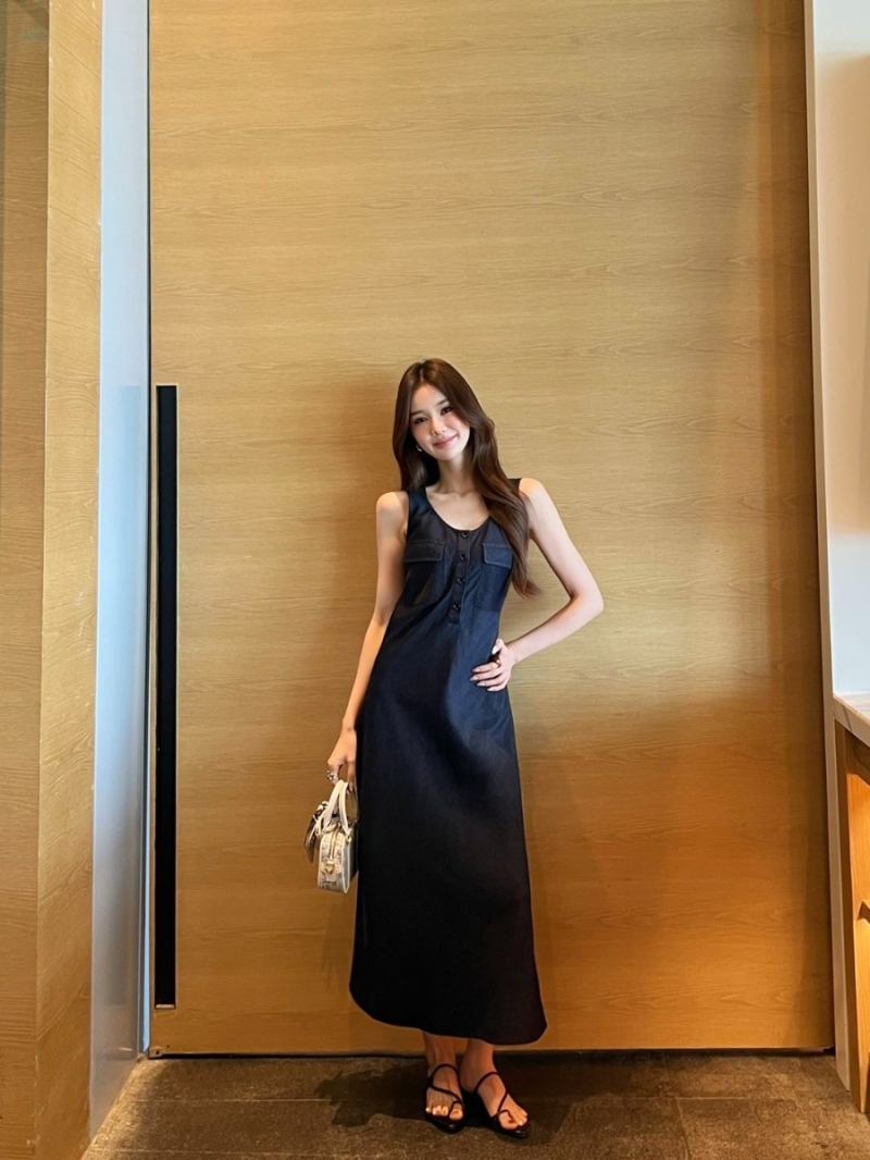 Dior Original Blue Denim Vest Dress - Chic & Slimming