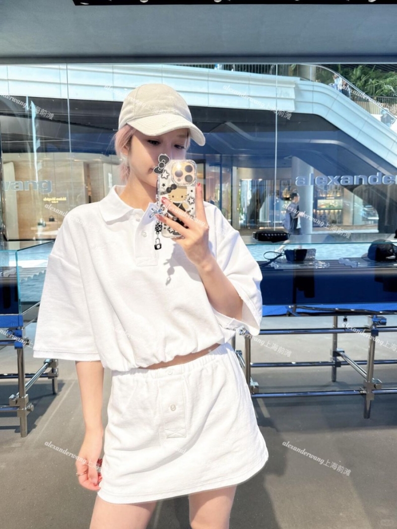 Alexander Wang 25SS Spring Summer Polo Set - White Pique Cotton & Embroidered Logo