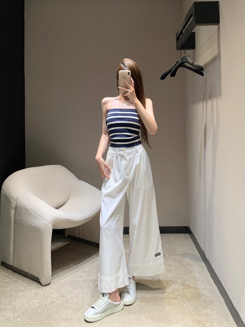 Miu Miu Lace Embroidery Cropped Pants - Exclusive Casual Chic