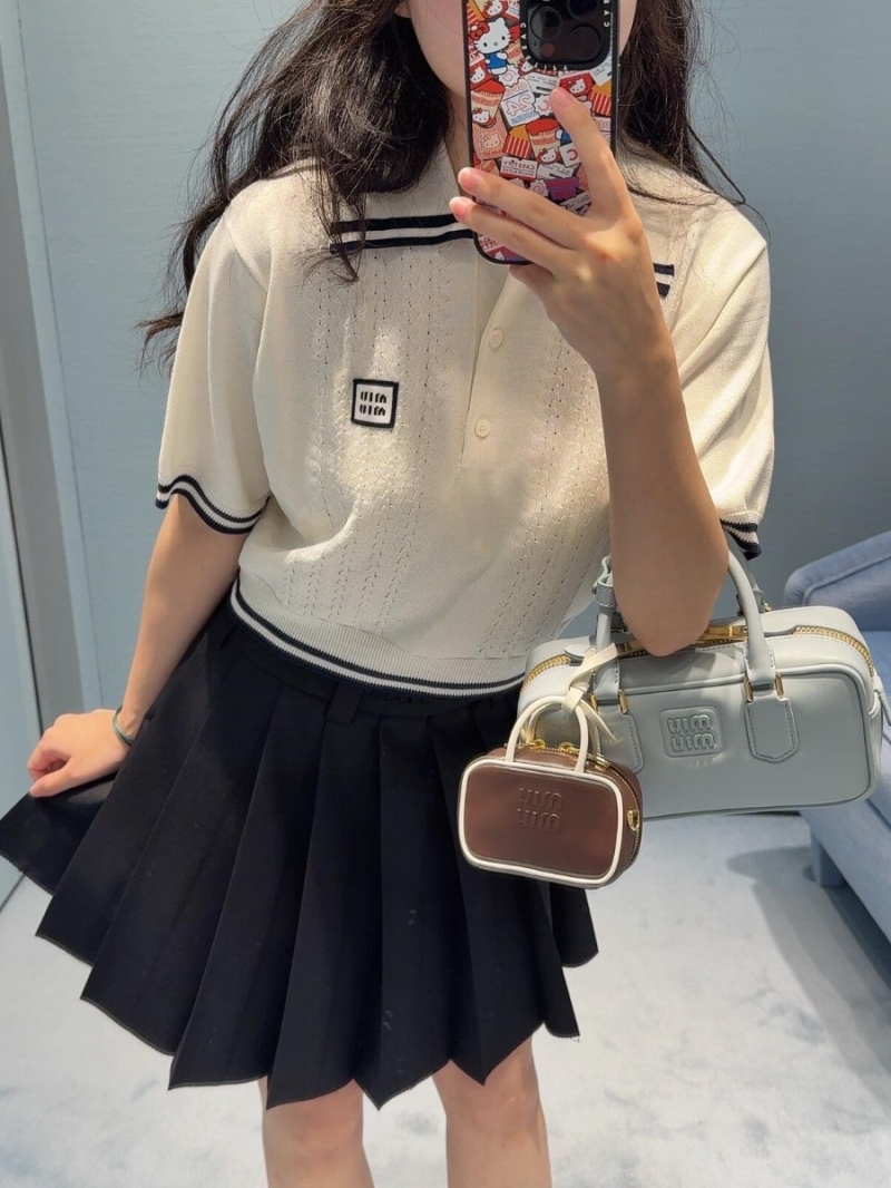 Miu Miu 25SS Spring Summer Cropped Polo Knit Top - Exclusive Luxe Design