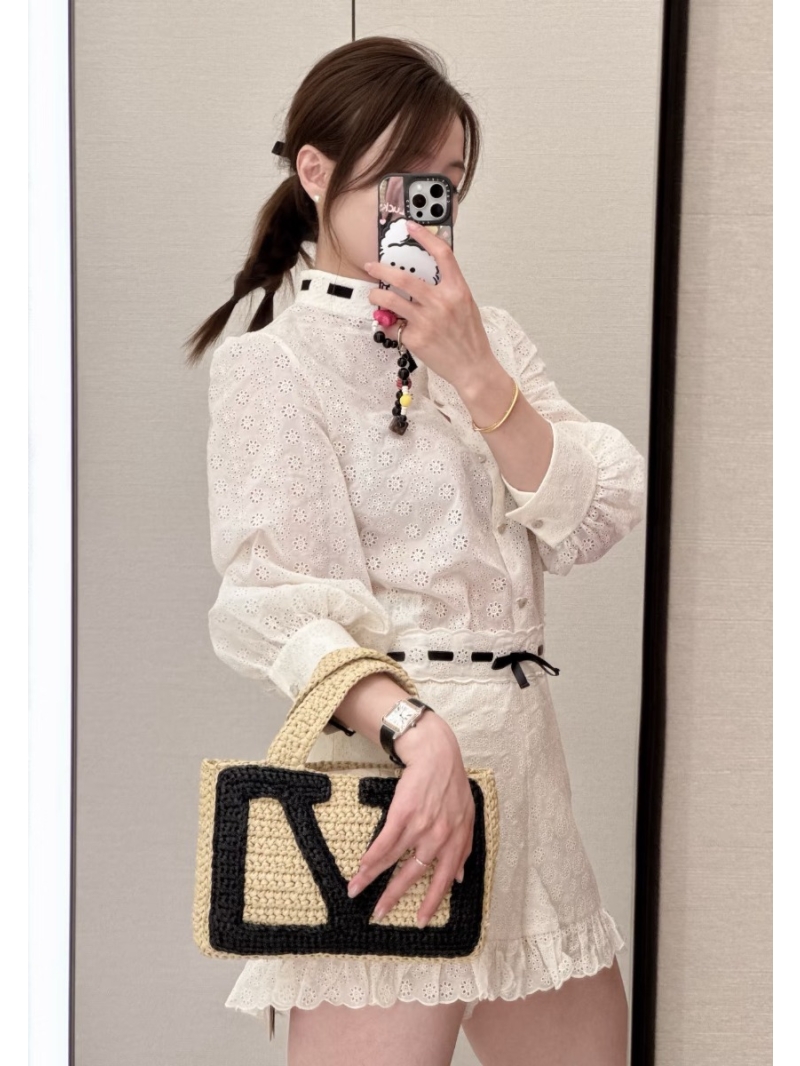 Valentino French Romantic Daisy Sleeveless Round Neck Shirt - Luxe Cotton Embroidered Fabric