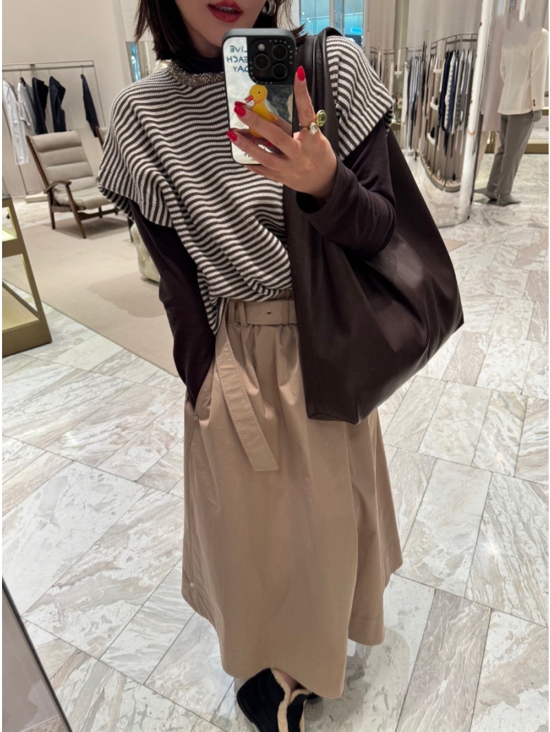 Brunello Cucinelli Spring Summer Khaki A-Line Skirt - Luxe Italian Style