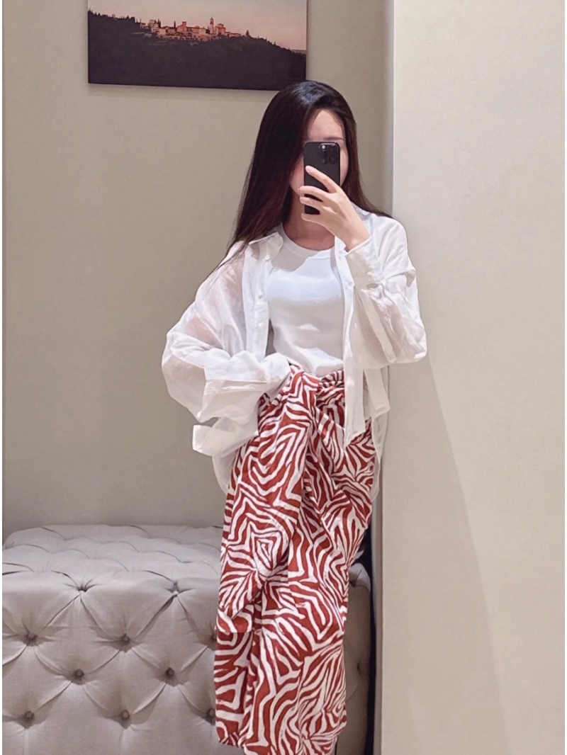 Brunello Cucinelli Exclusive Luxe Zebra Print Wrap Skirt in Deep Red - 100% Imported Silk Cotton