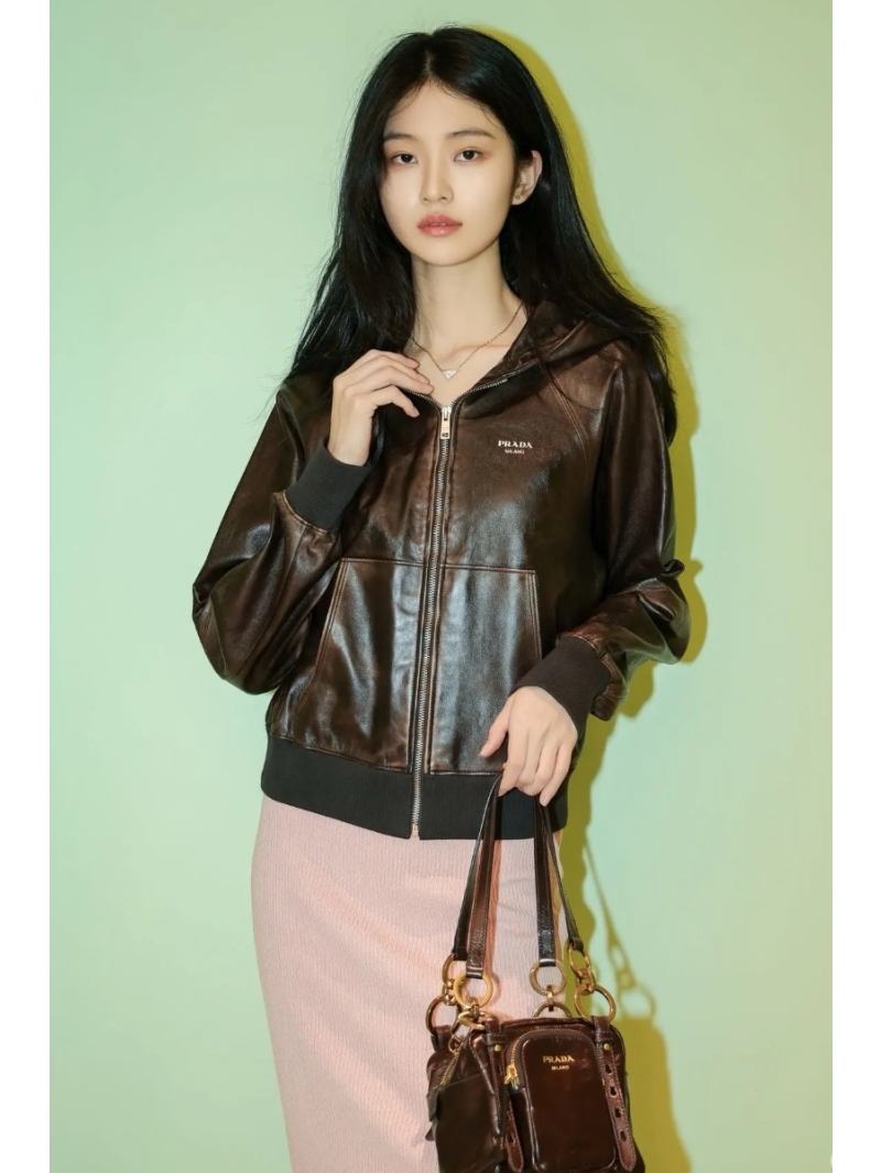 Prada Limited Edition Vintage Distressed Lambskin Biker Jacket