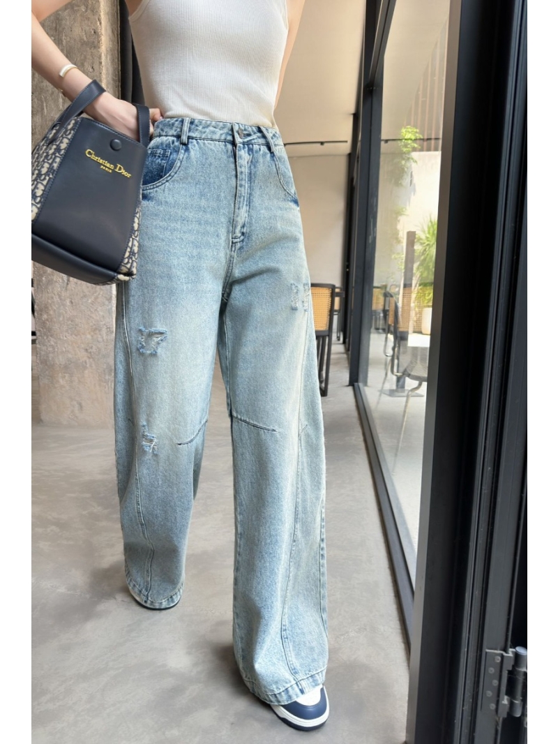 Dior Spring/Summer Washed Distressed High-Waist Denim Jeans - Exclusive Design
