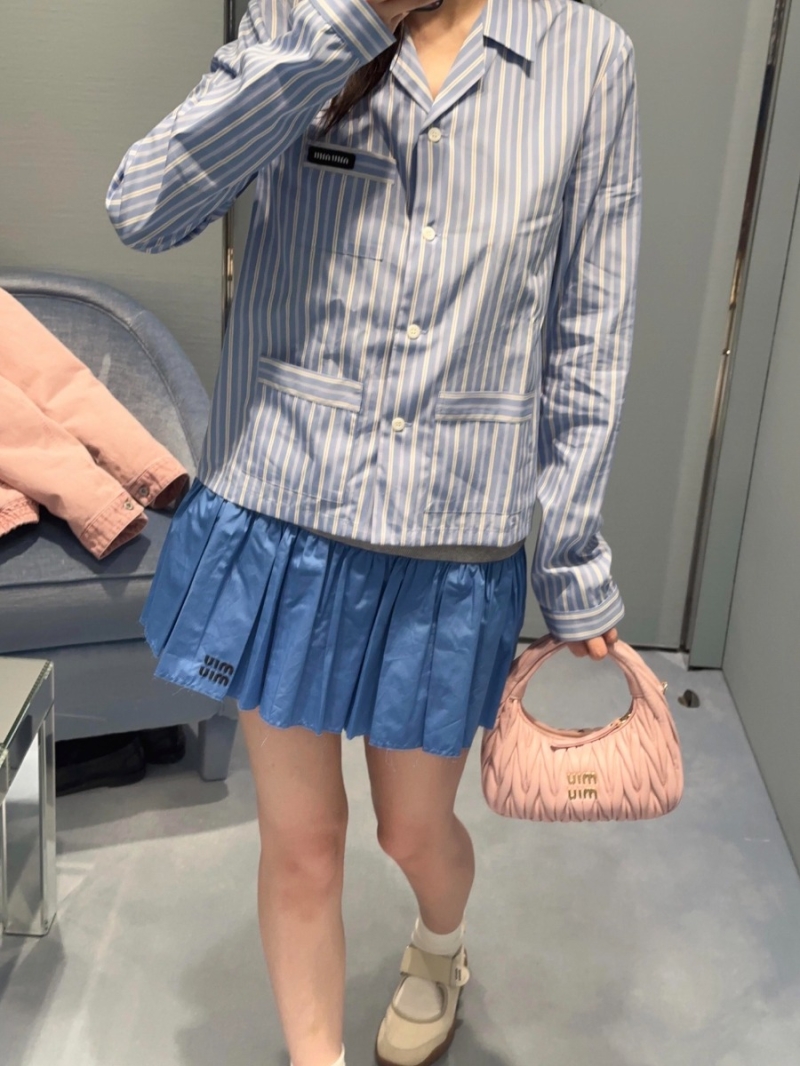 Miu Miu Luxe Blue Striped Cotton Shirt - Early Fall Collection