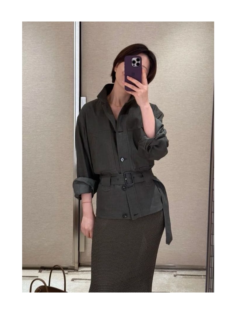 Loro Piana Luxe Belted Linen-Blend Jacket with Plaid Lining