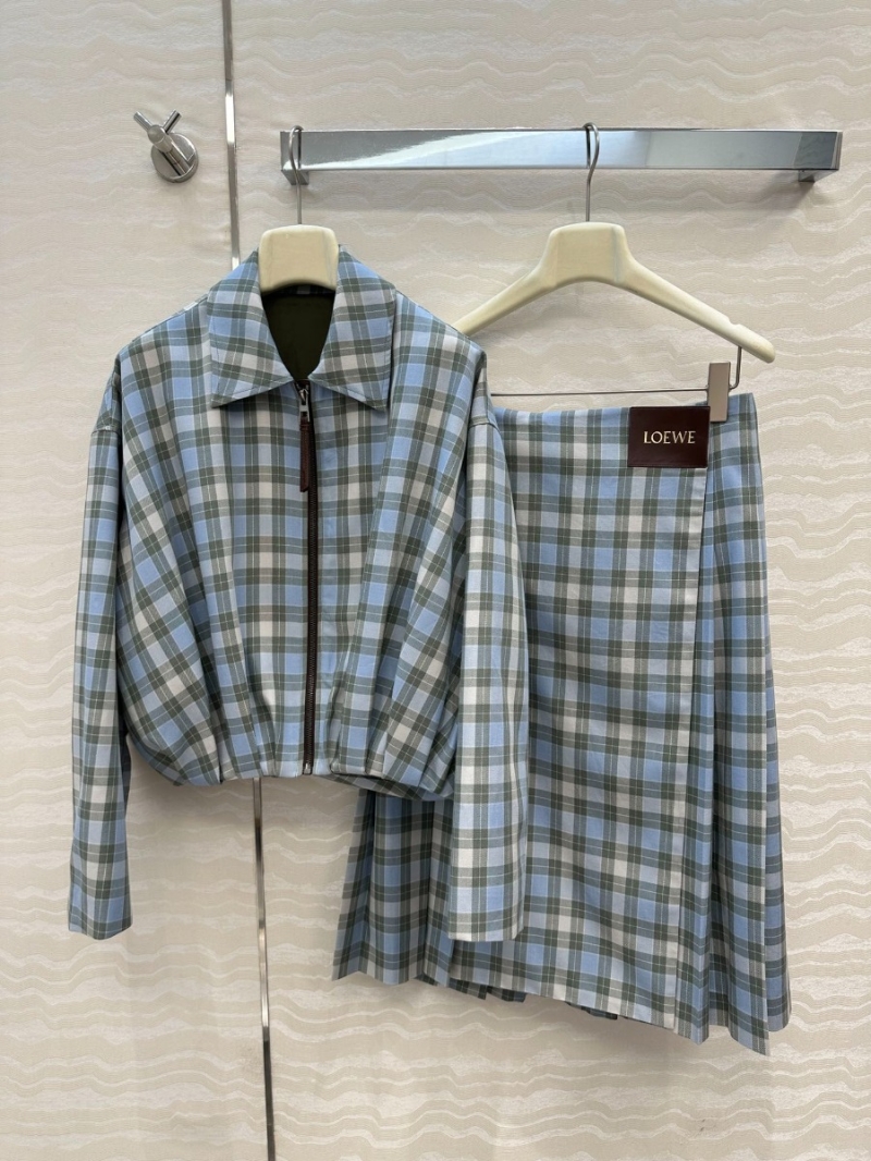 Loewe Exclusive Scottish Plaid Jacket with 100% Lambskin Trim - Modern Grey-Blue