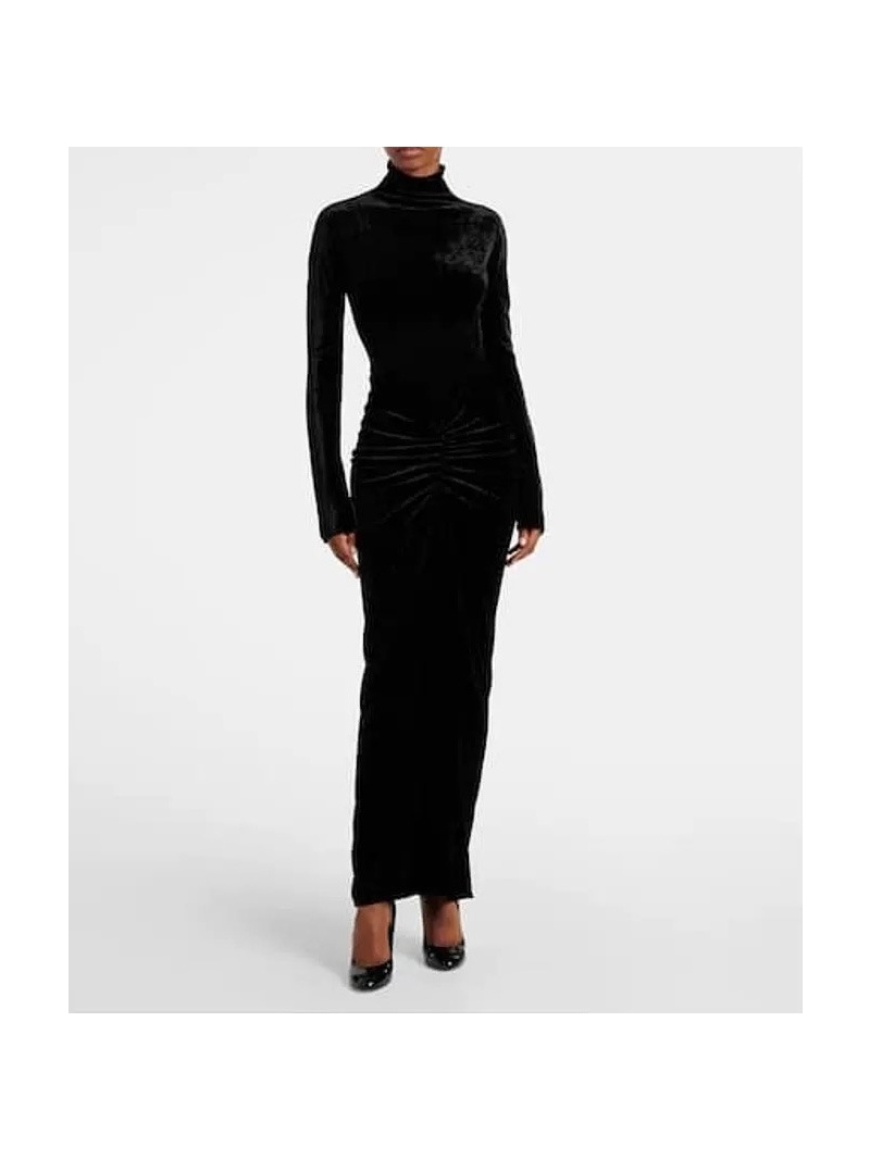 Alaia Sumptuous Black Velvet Black Swan Ruched Evening Gown