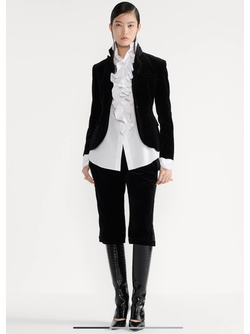 Dior 25 Early Autumn Velvet Stand Collar Blazer in Black