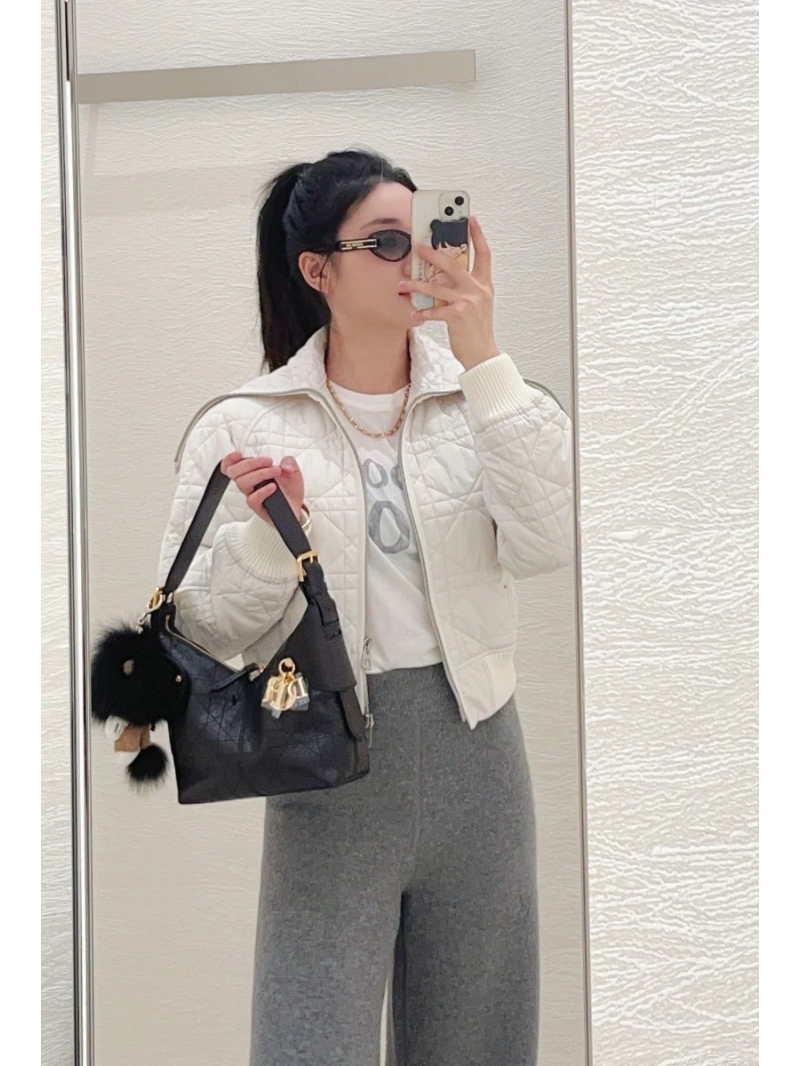 Dior Quilted Puffer Jacket in White Memory Nylon with Cotton Padding