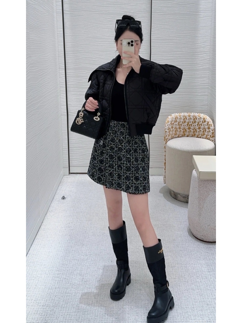 Dior Autumn/Winter Quilted Puffer Jacket in Black | Premium Memory Nylon | Cropped Bomber Style