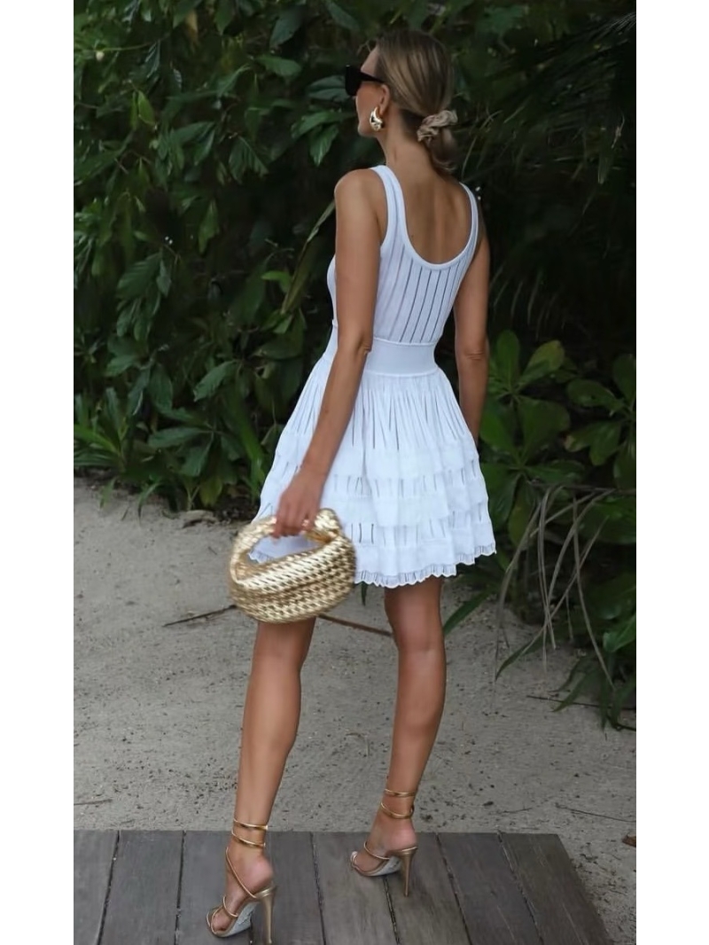 Alaia Crinoline Knit A-Line Dress in White – Playful Princess Elegance