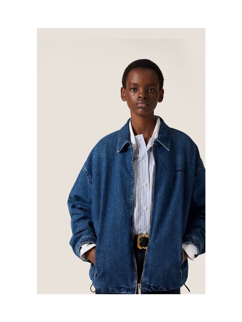 Miu Miu Exclusive Luxe Denim Jacket with Fleece Lining - Oversized Fit