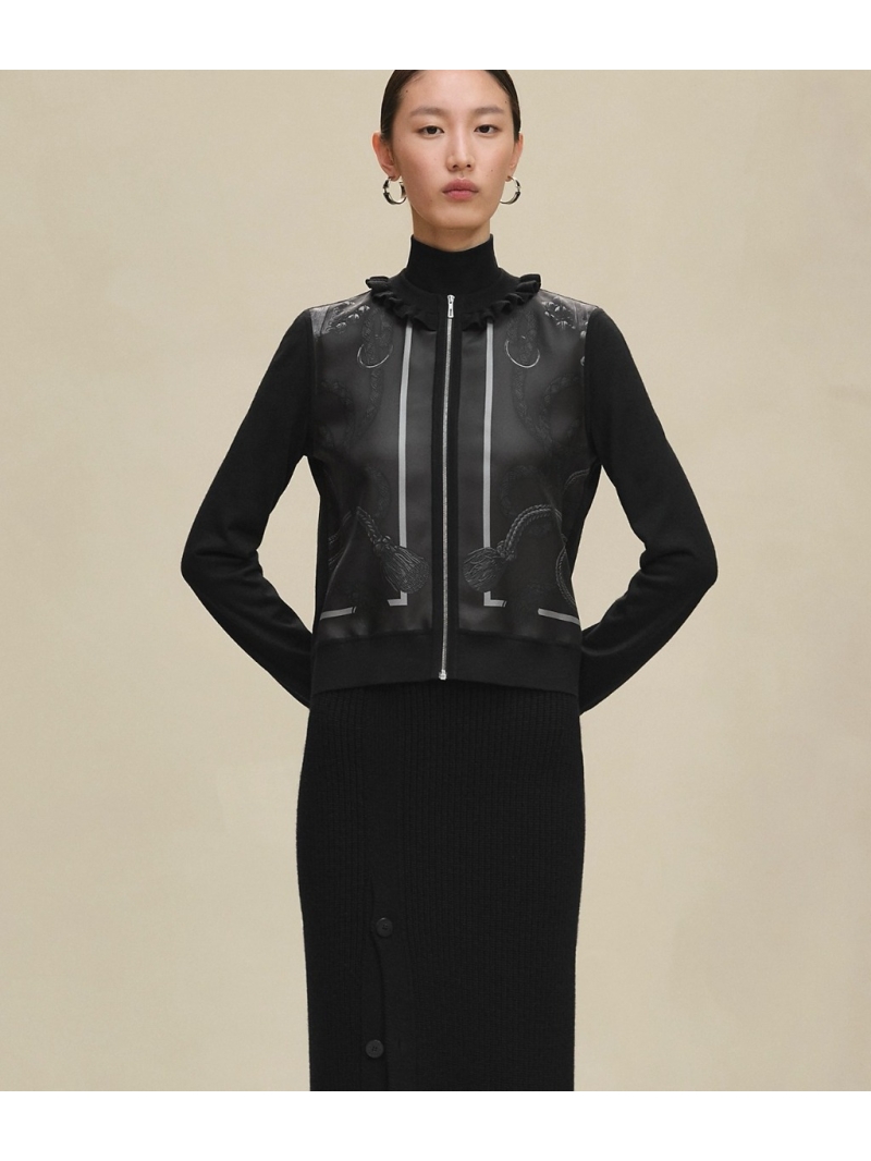 Hermès Limited Edition Fall-Winter Rope Print Wool Knit Cardigan in Black