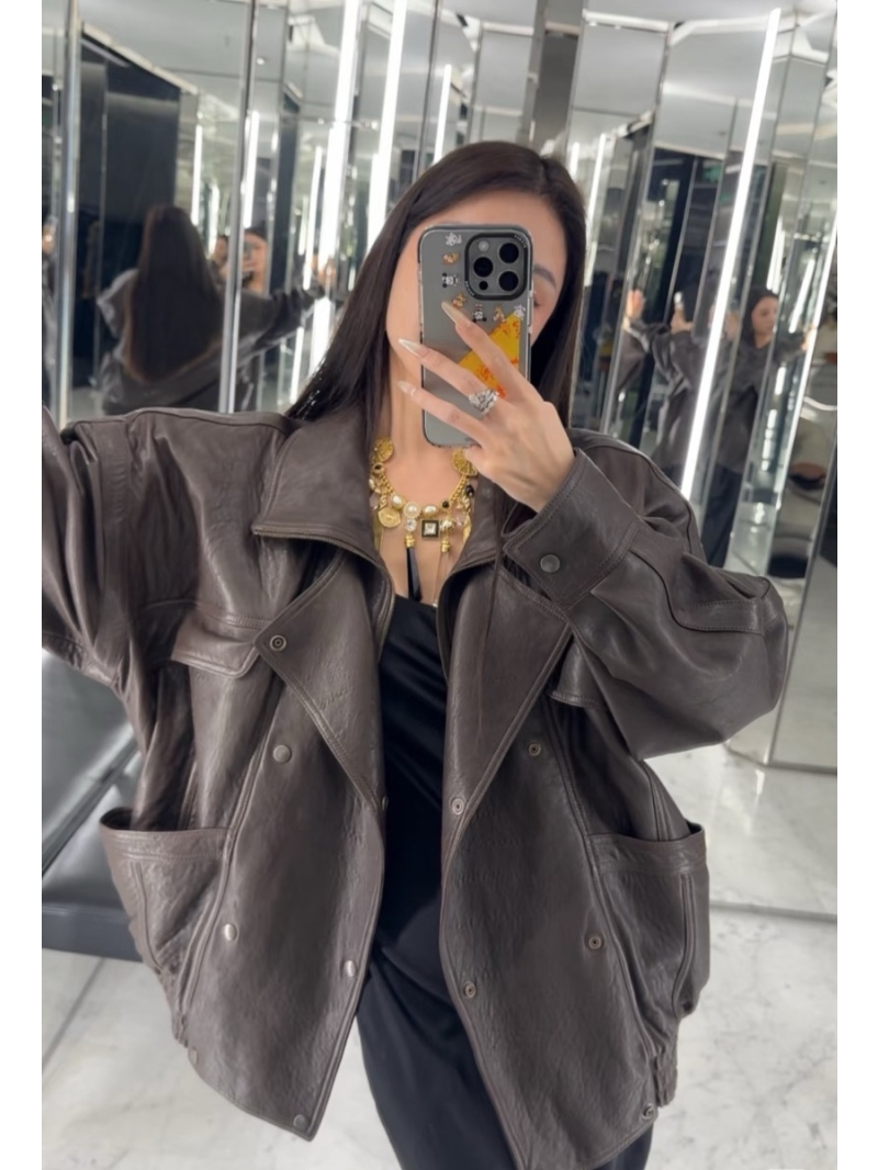 Saint Laurent YSL Limited Edition SLP25 Fall/Winter Retro Modern Bubble Quilted Leather Jacket in Caramel