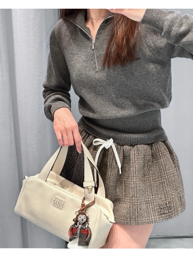 Miu Miu Sailor Collar Cashmere Knit Sweater in Gray