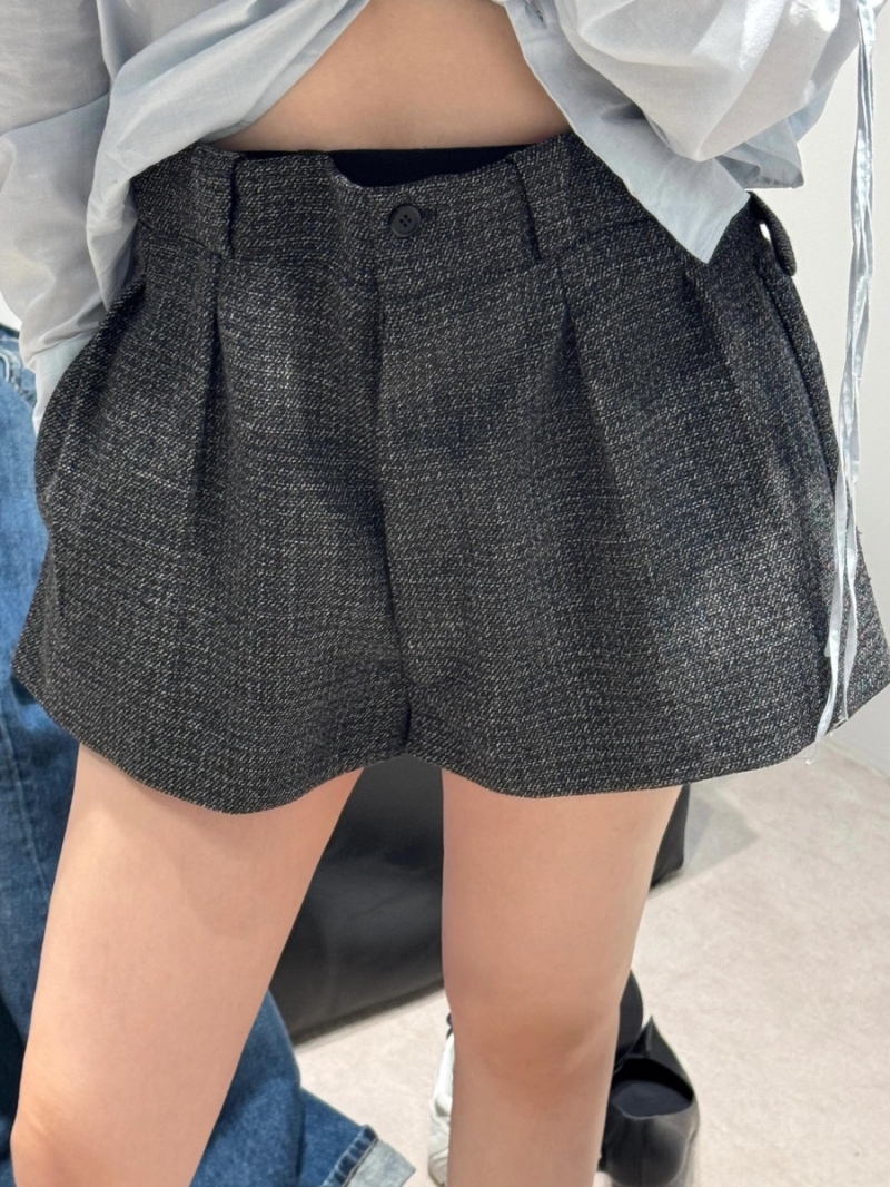 Prada High-Waisted Wool Tweed Shorts in Dark Gray - Pleated, Structured, and Modern