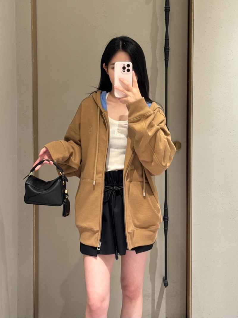 Loewe Zip-Up Hooded Sweatshirt | Camel | High-Grade Combed Cotton | Relaxed Fit | Signature Anagram Embroidery