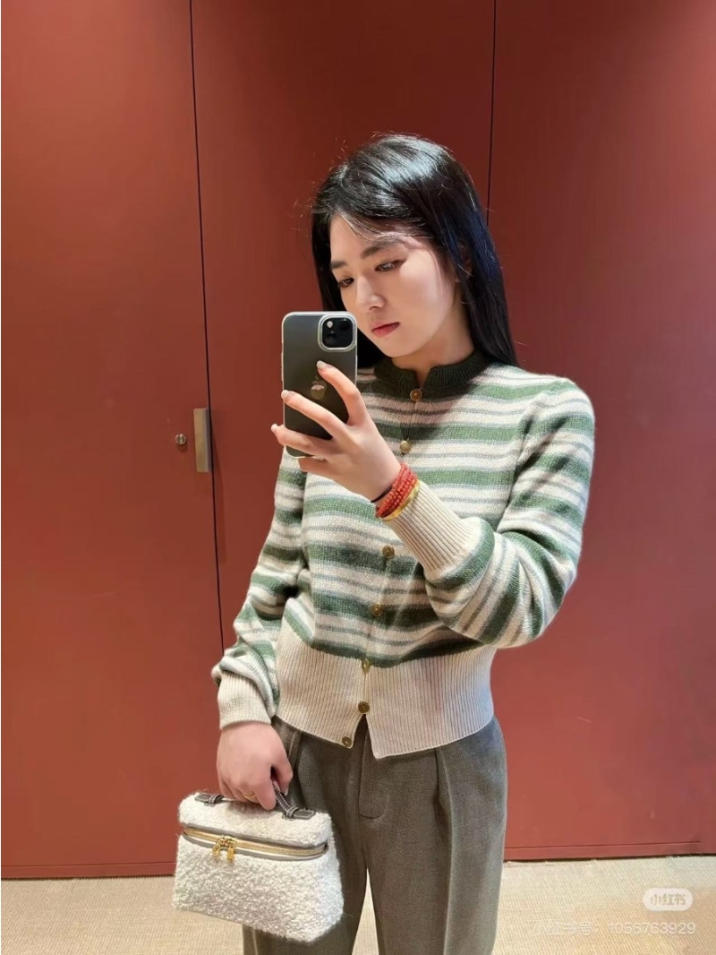 Loro Piana Fobello Striped Cardigan in Green - Luxe Baby Cashmere, Soft & Lightweight