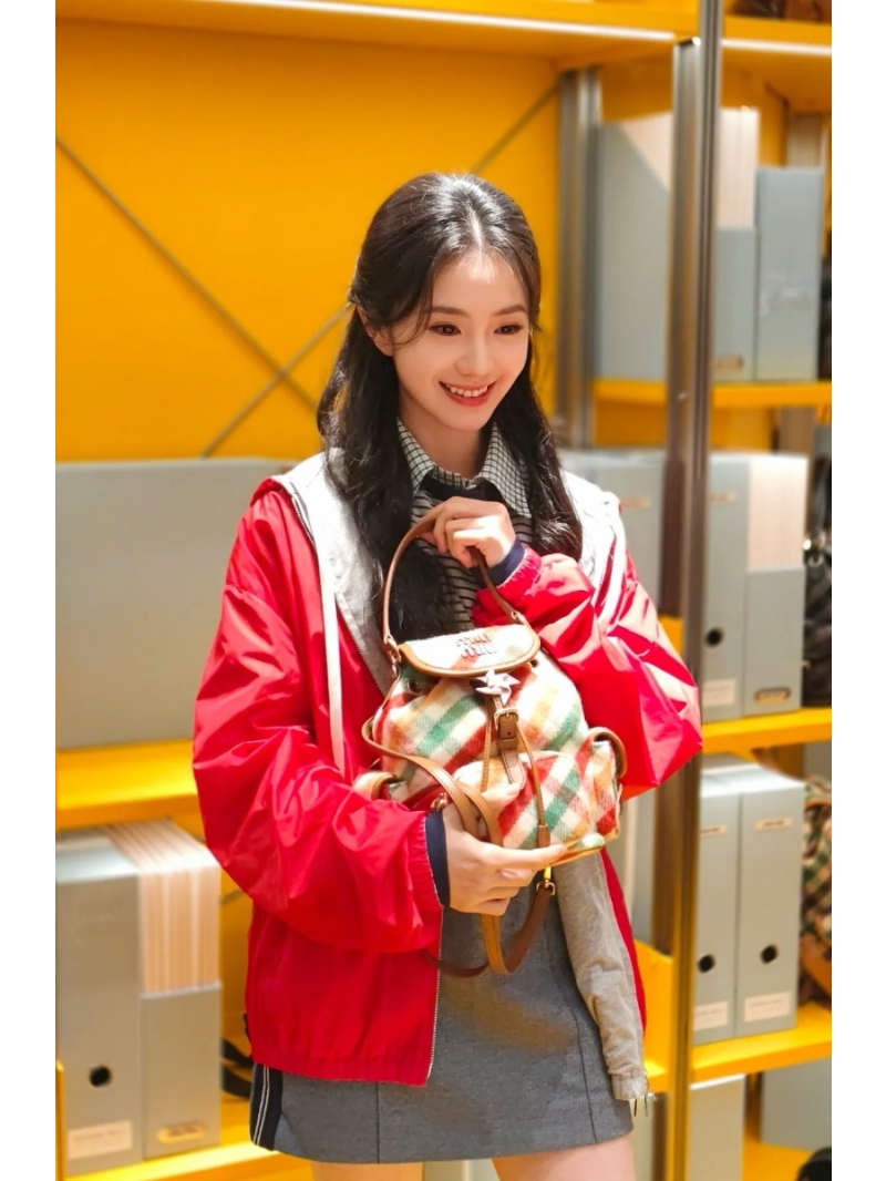 Miu Miu Exclusive Oversized Hooded Jacket in Gray-Red Reversible Design