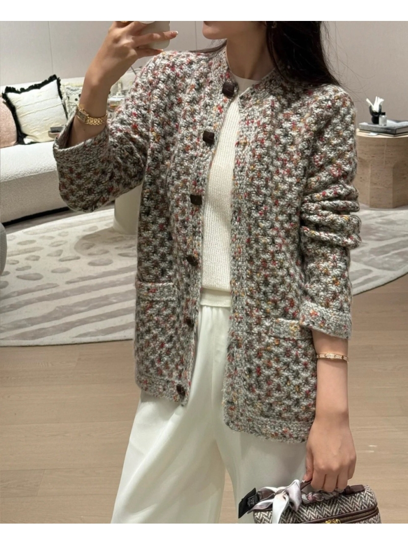 Loro Piana Cashmere and Silk Knit Jacket | High-End Old Money Tweed Style | Night Sky Fireworks Pattern