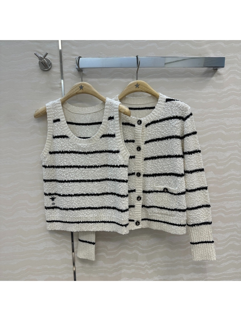 Dior Miss Dior Inspired Nautical Striped Cardigan | Premium German Textured Yarn | Slim Fit Round Neck