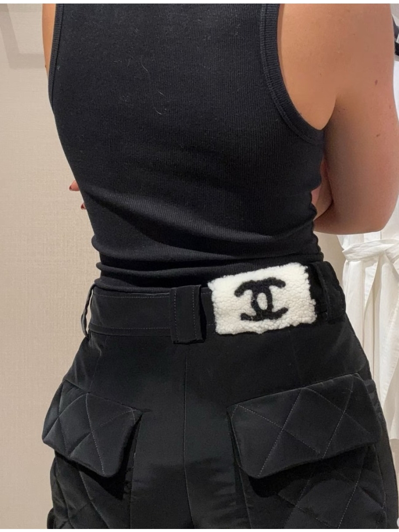 Chanel Coco Ski Collection Down Pants - 90% White Duck Down, Windproof, Straight Leg Winter Trousers