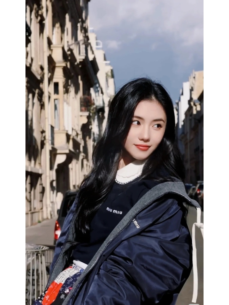 Miu Miu Reversible Bomber Jacket in Blue and Grey - Recycled Nylon and Plush Fleece