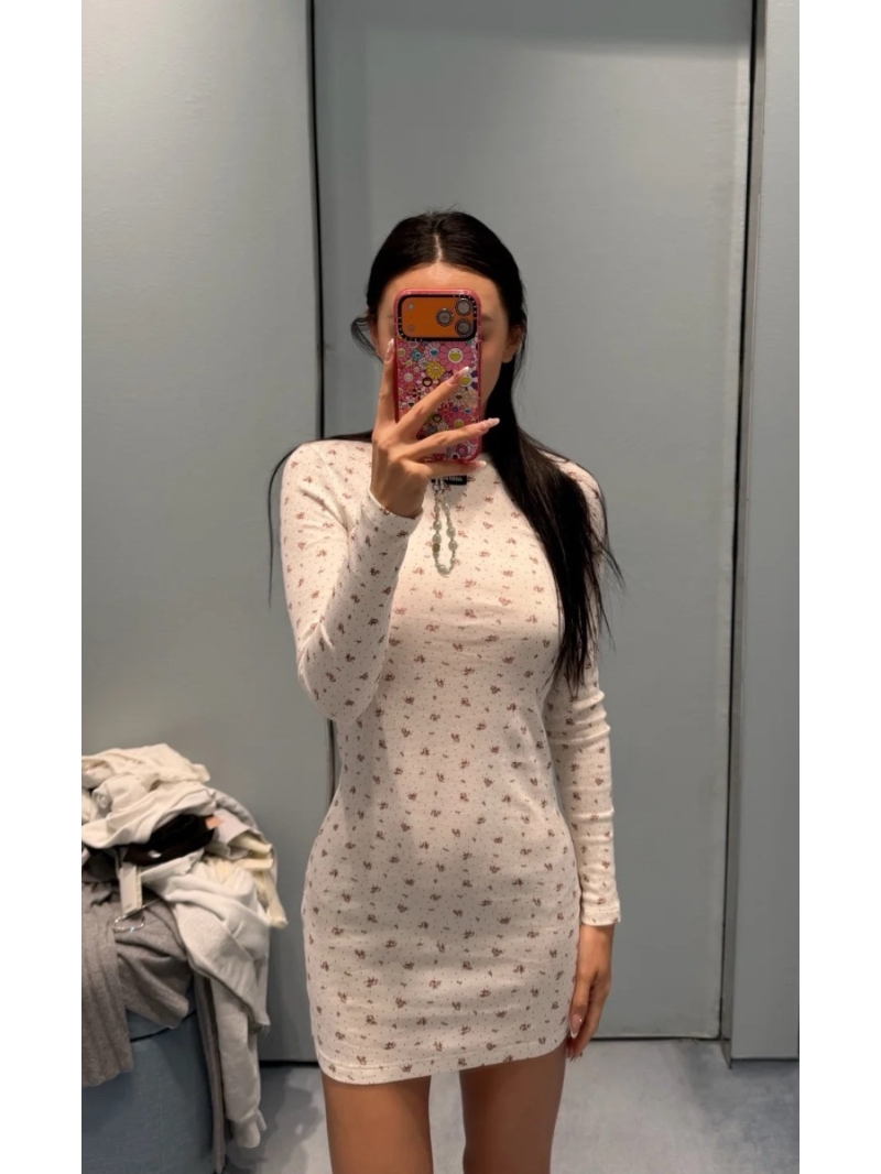 Miu Miu Floral Long T-Shirt Dress in Premium Cotton | Slimming Fit & Scalloped Neckline