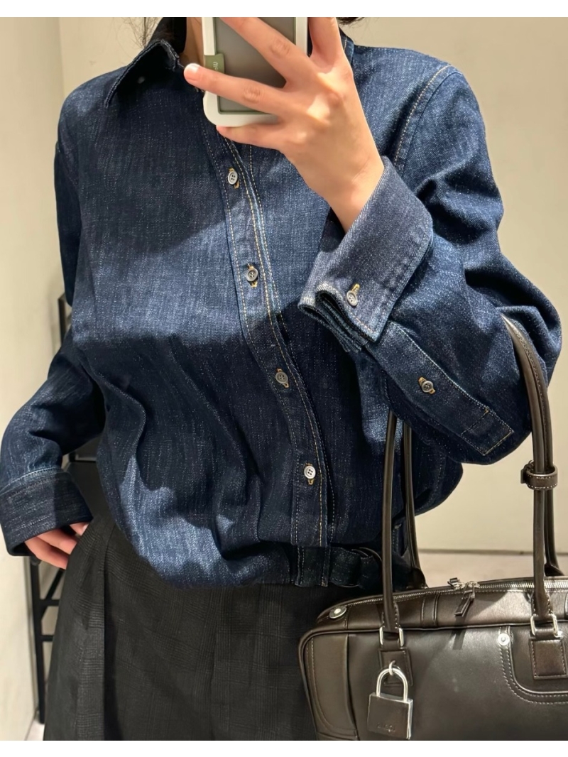 Loewe Washed Pure Cotton Denim Jacket with Asymmetrical Placket and Adjustable Buckle Hem