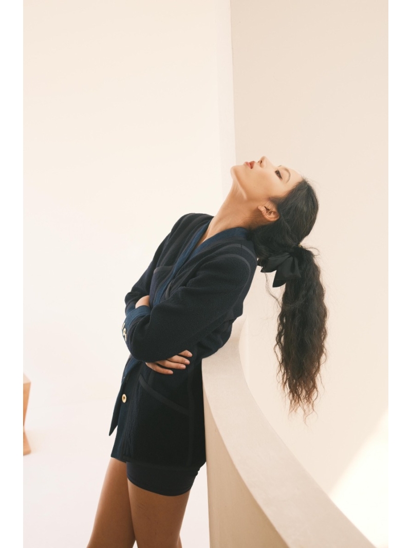 Chanel Vintage Denim Patchwork Wool Tweed Jacket in Deep Sea Blue - Signature Gold Button Detail