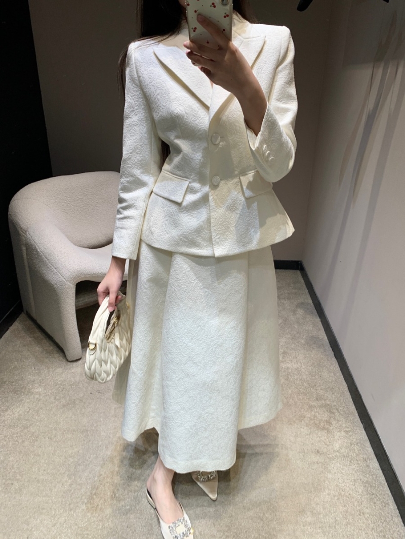 Dior Off-White Jacquard Embossed Tailored Blazer - Ivory Floral Motif