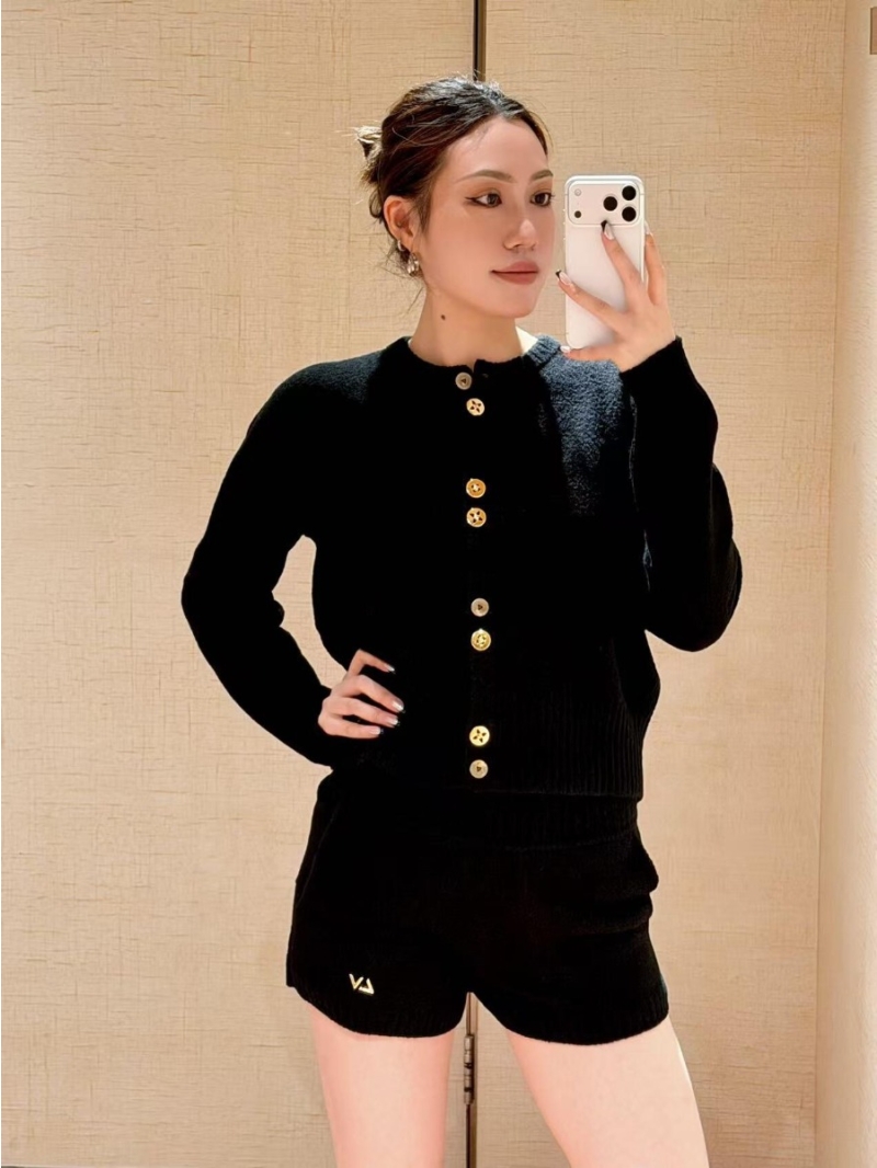 Louis Vuitton Fine-Knit Cardigan with Signature Gold Monogram Buttons in Black