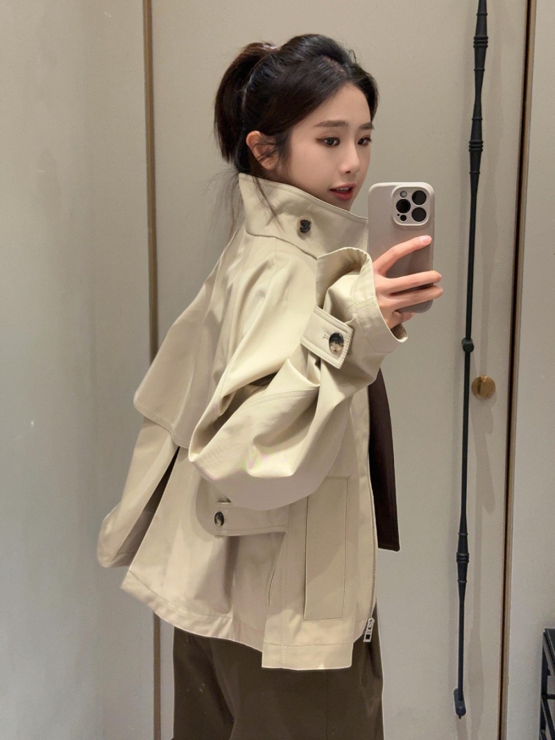 Loewe Anagram Embroidered Short Trench Blouson Jacket in Light Khaki