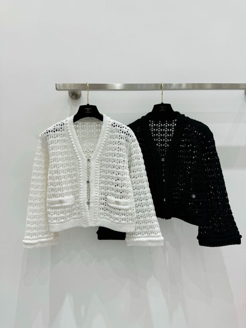 Chanel Limited Edition Artisan Open-Work CC Buckle Short Cardigan in White