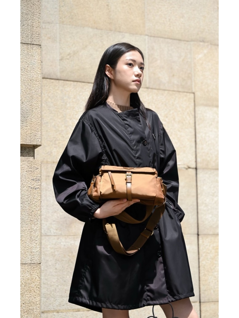 Prada Polished Nylon Drawstring Waist Single-Breasted Long Coat