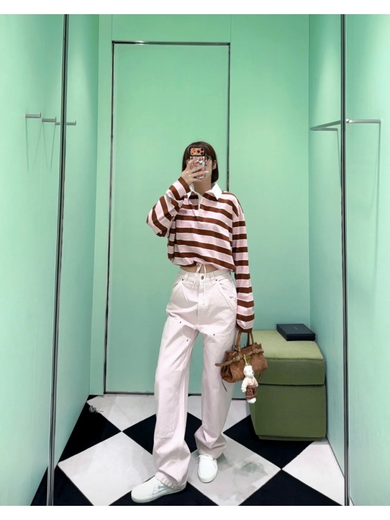 Prada 100% Cotton Twill Cherry Blossom Pink Washed Cargo Jeans