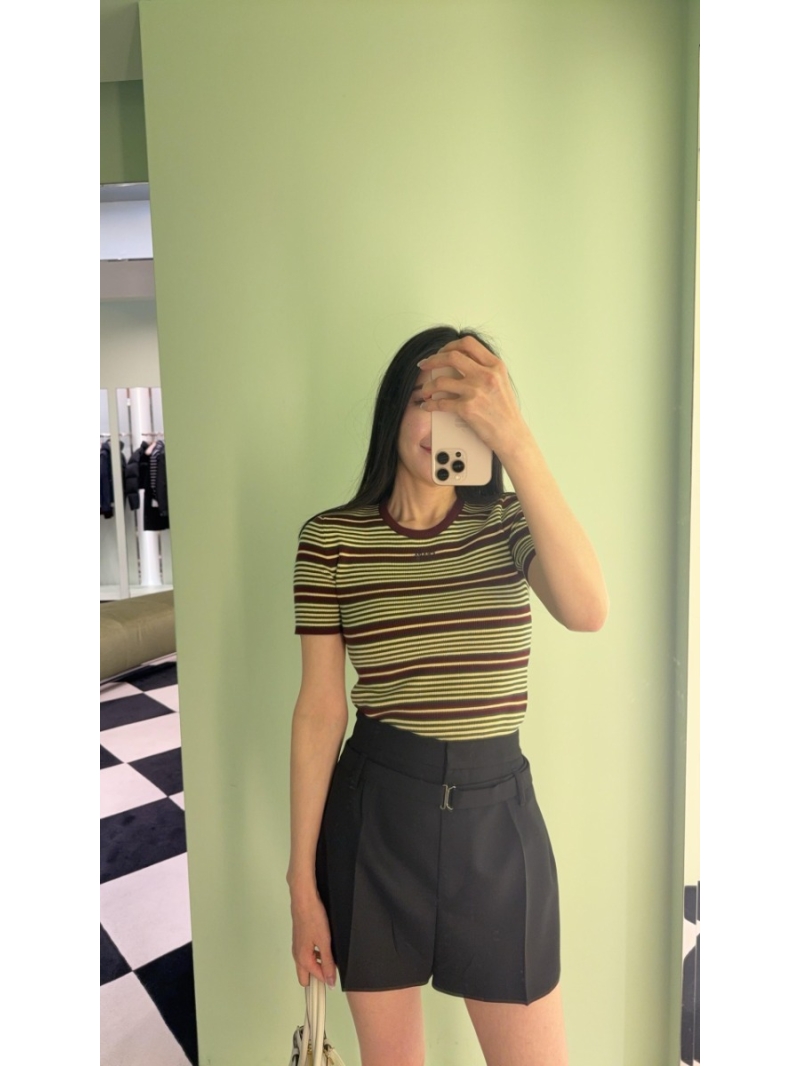 Prada Striped Ribbed Knit Short-Sleeve Top - Spring/Summer Luxury Edition