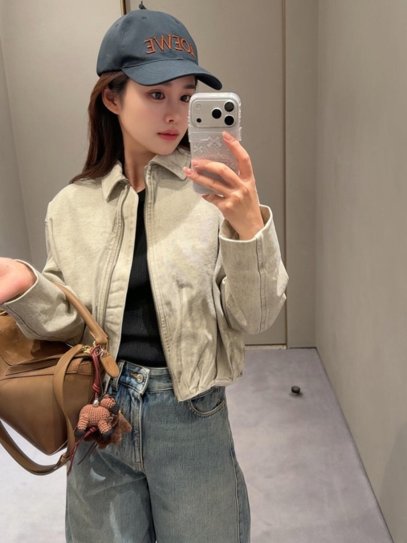 Loewe Tie-Dye Pleated Denim Blouson Jacket in Stone Grey