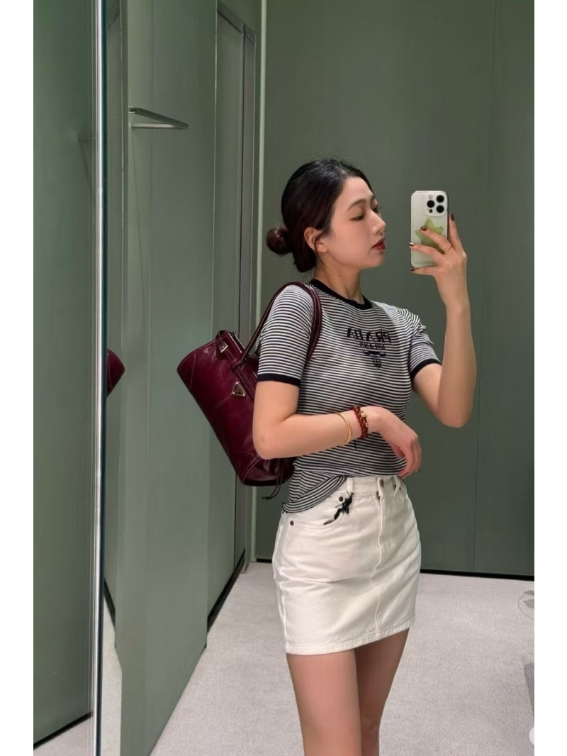 PRADA Black and White Striped Knit Top in Premium Imported Yarn