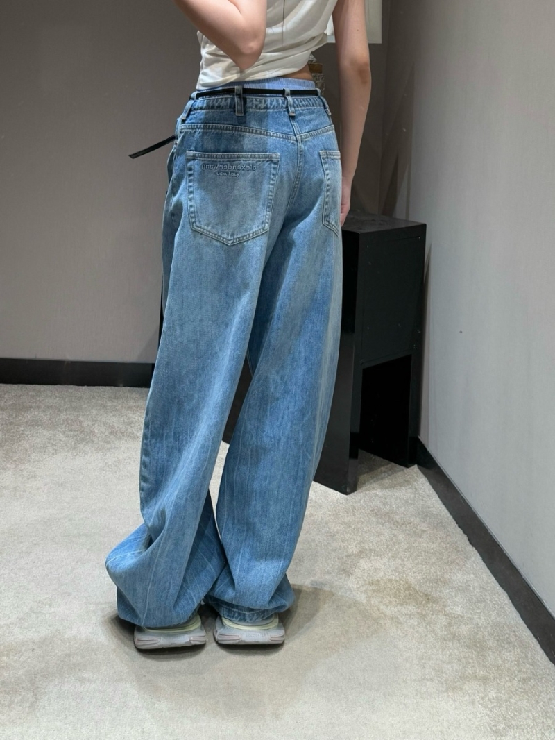 Alexander Wang Double-Waistband Oversized Wide-Leg Jeans in Vintage Blue