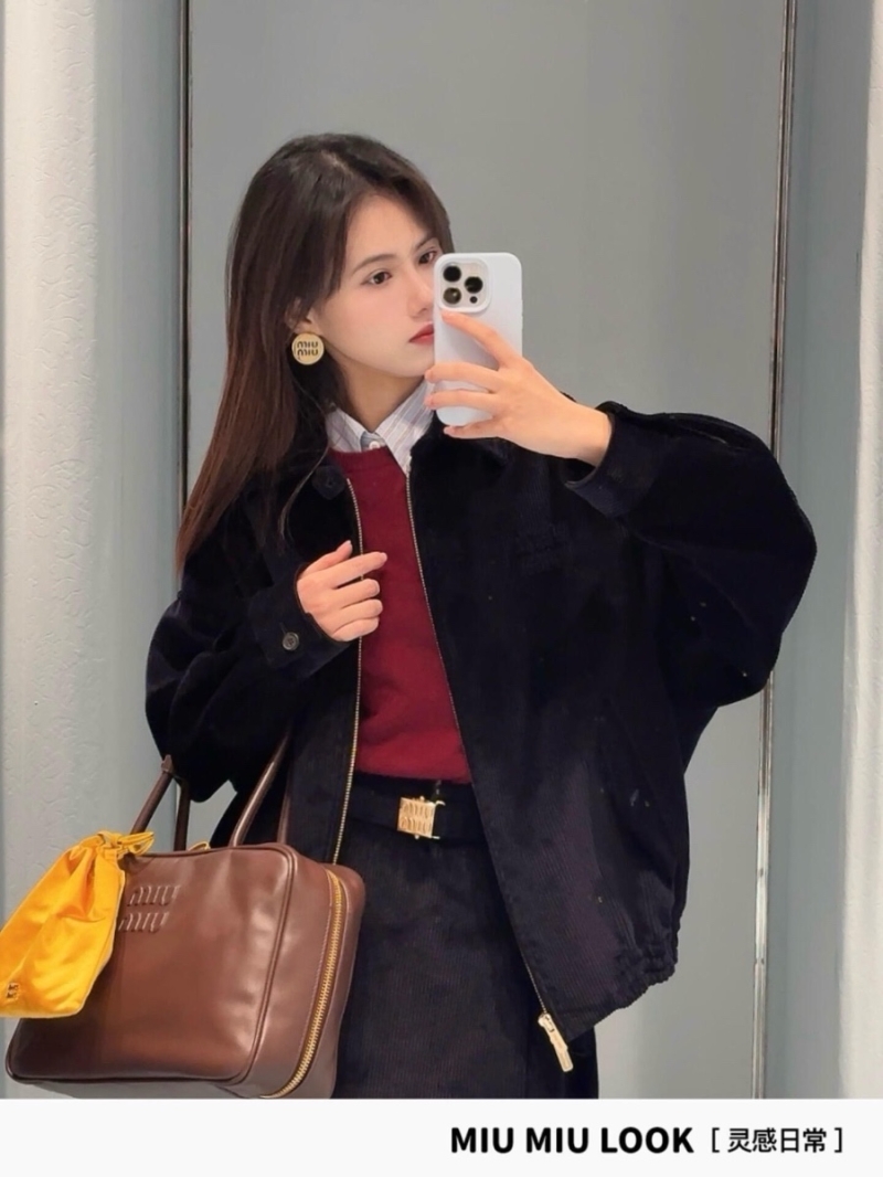 Miu Miu 2024 Early Autumn Corduroy Jacket Blue