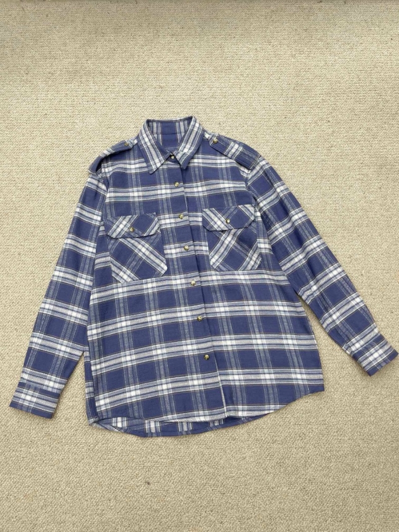 Celine 24Fw Early Autumn New Dual Pocket Plaid Shirt
