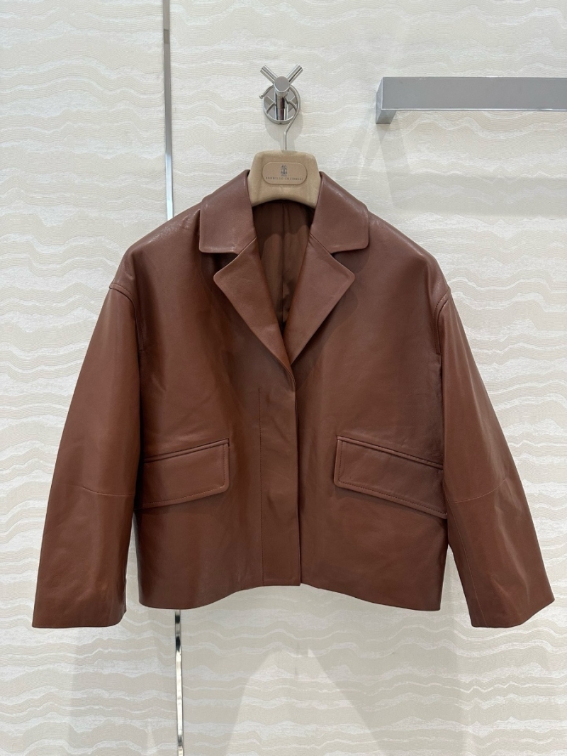 Brunello Cucinelli Lambskin Cropped Jacket – Italian Luxury at Its Finest